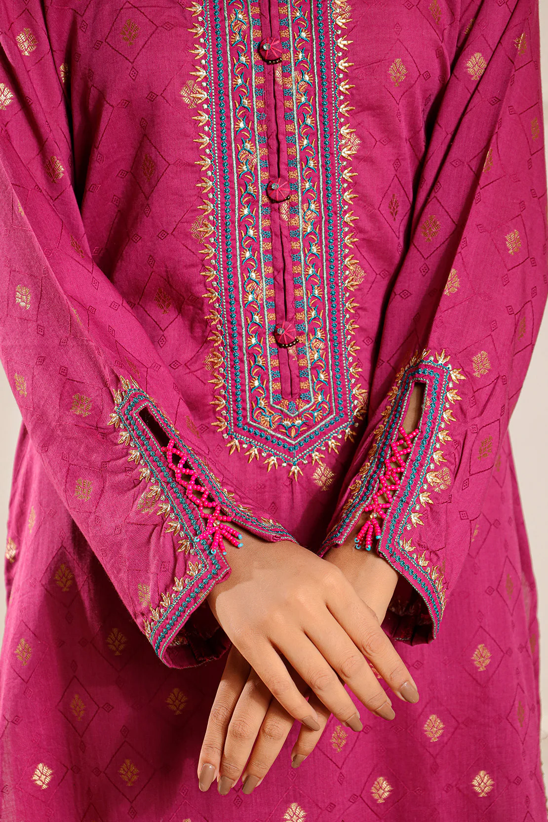 Embroidered Cotton Jacquard Stitched 2 Piece (Shirt/Trouser) - Image 5