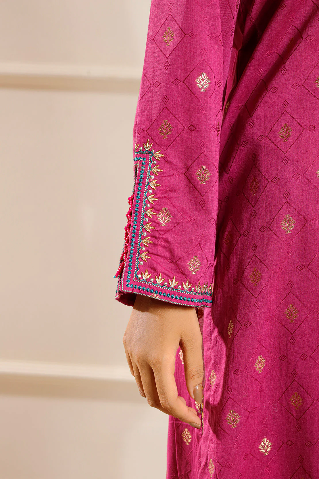 Embroidered Cotton Jacquard Stitched 2 Piece (Shirt/Trouser) - Image 6