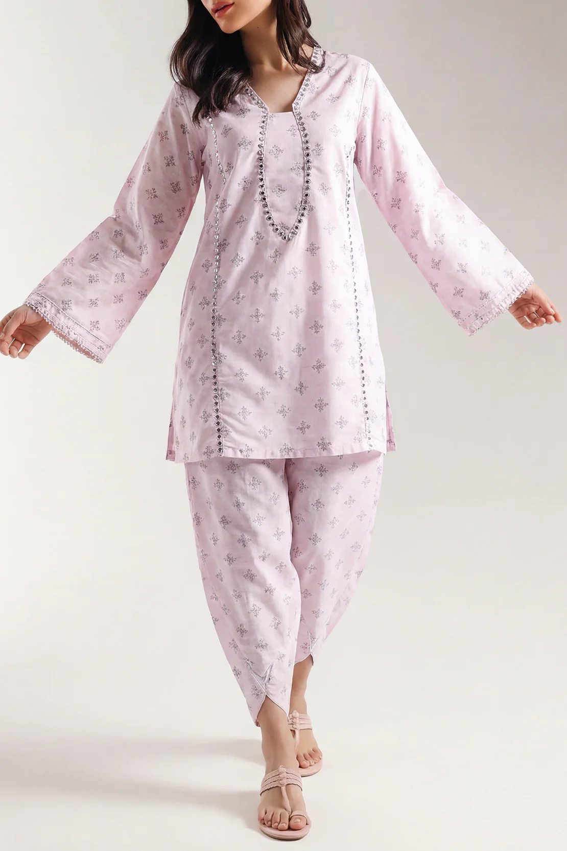 Embroidered Cotton Jacquard Stitched Shirt - Image 2