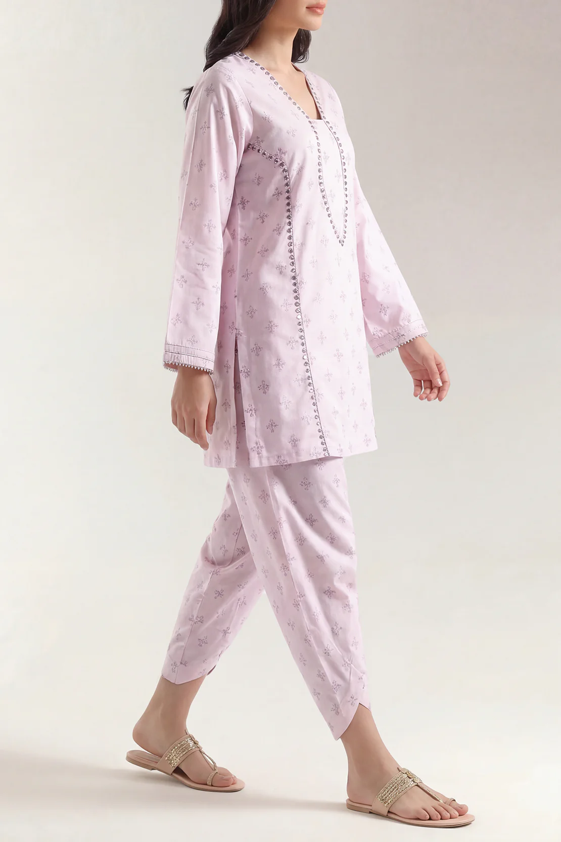 Embroidered Cotton Jacquard Stitched Shirt - Image 3