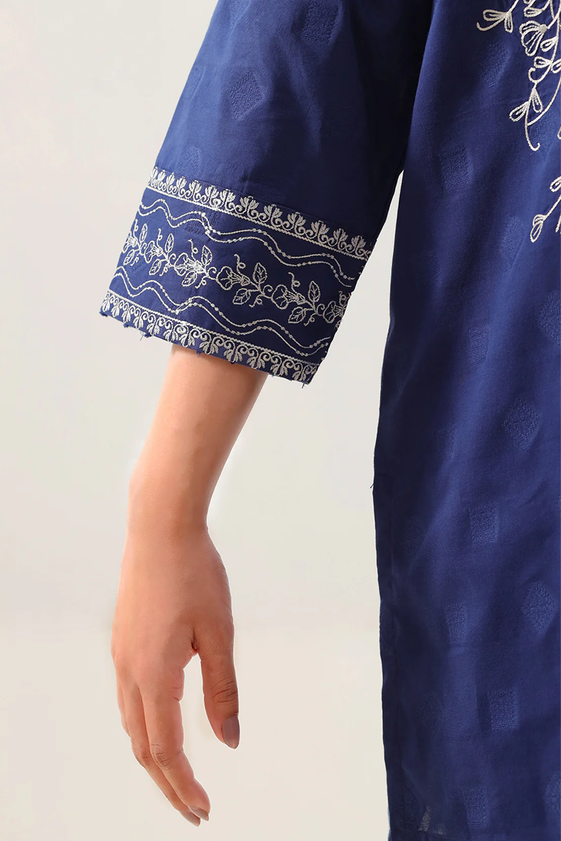 Embroidered Cotton Jacquard Stitched 2 Piece (Shirt/Trouser) - Image 4