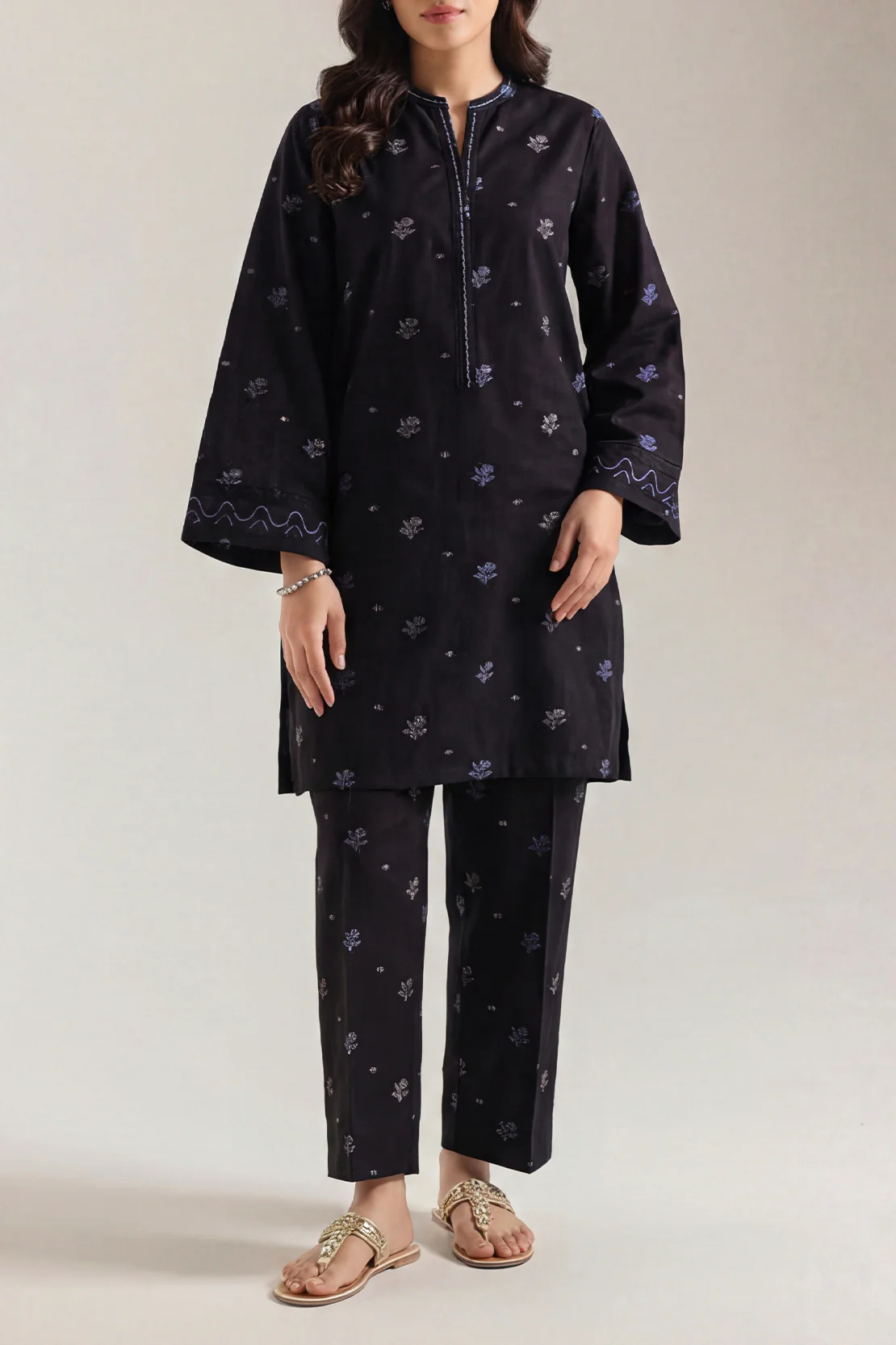 Embroidered Cotton Jacquard Stitched 2 Piece (Shirt/Trouser)