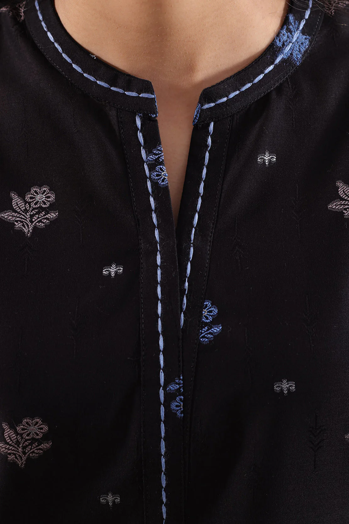 Embroidered Cotton Jacquard Stitched 2 Piece (Shirt/Trouser) - Image 4
