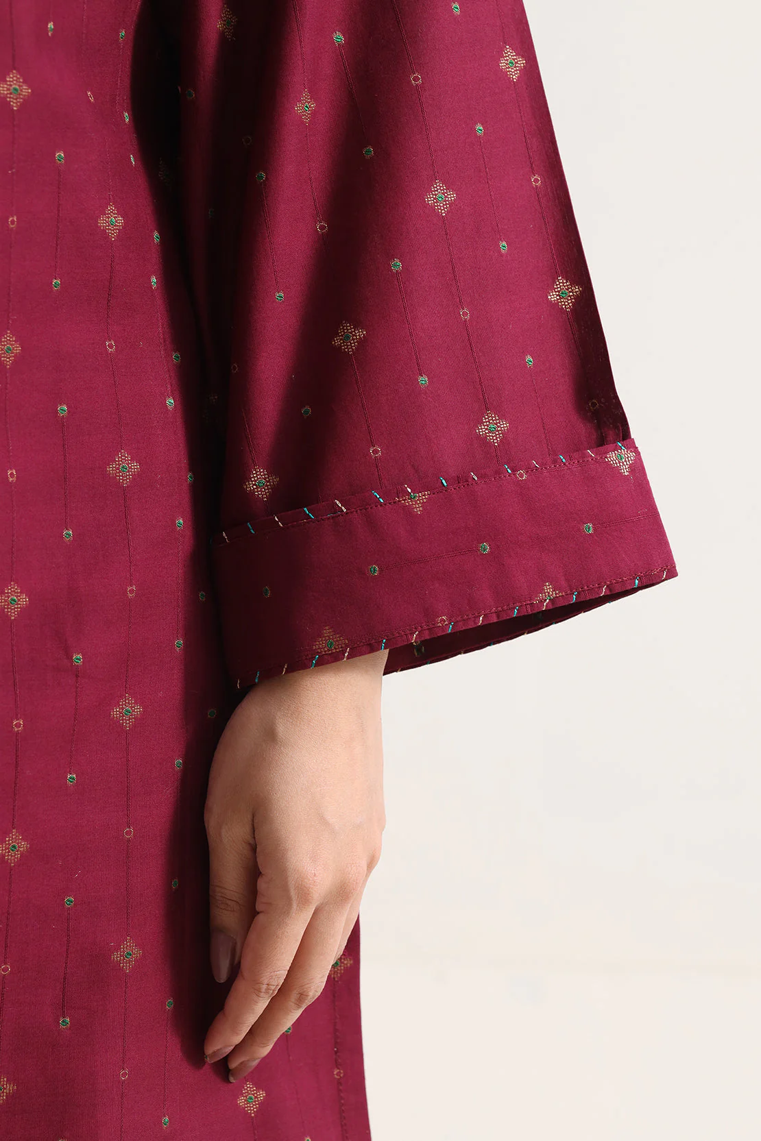Embroidered Cotton Jacquard Stitched 2 Piece (Shirt/Trouser) - Image 5