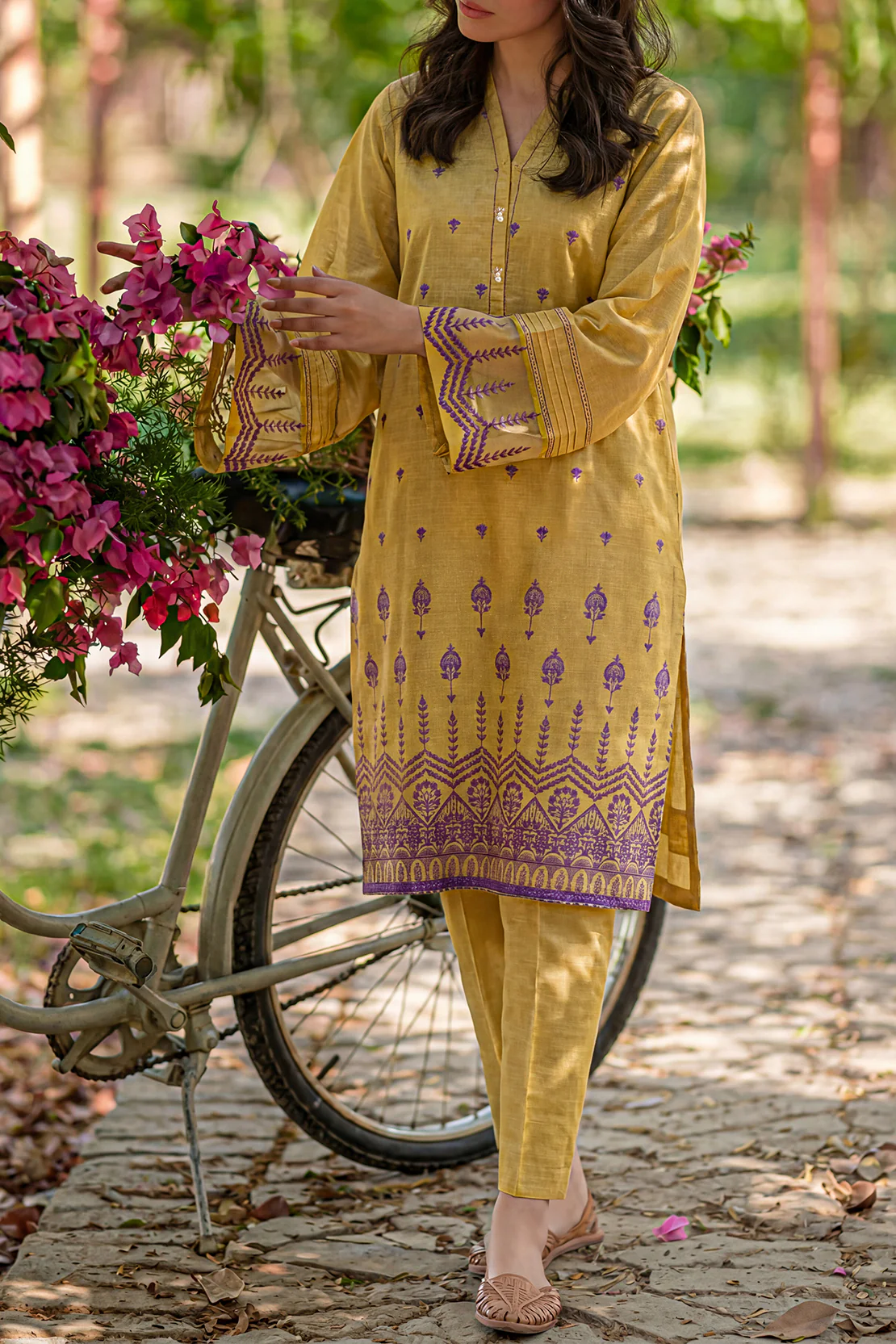 Embroidered Cotton Jacquard Stitched 2 Piece (Shirt/Trouser)