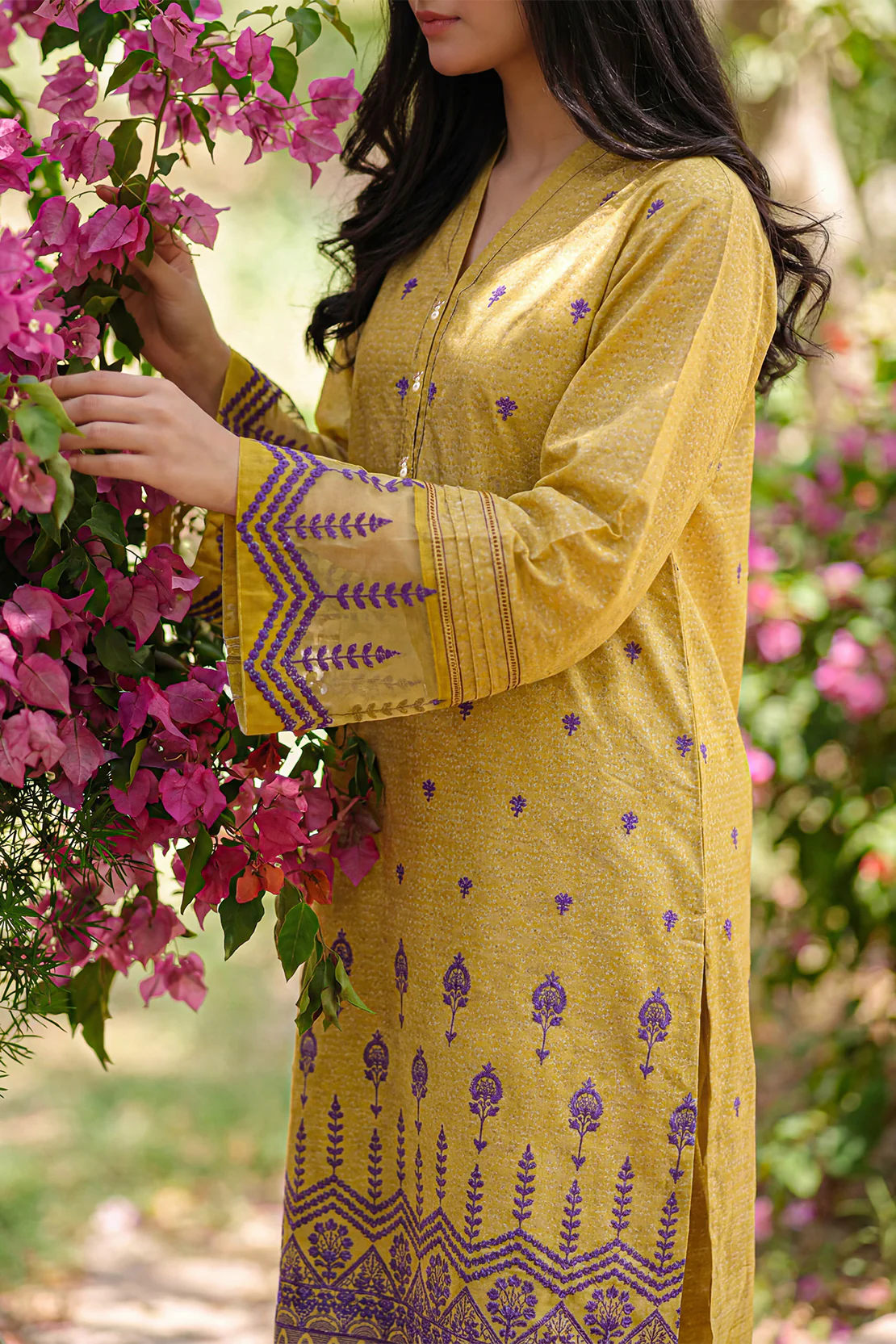 Embroidered Cotton Jacquard Stitched 2 Piece (Shirt/Trouser) - Image 3