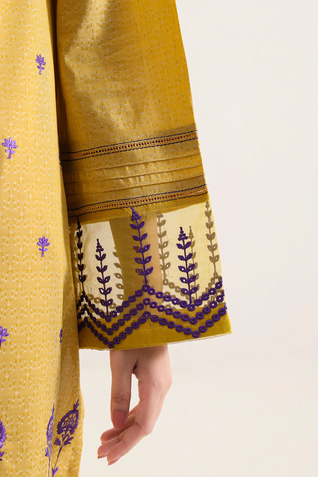 Embroidered Cotton Jacquard Stitched 2 Piece (Shirt/Trouser) - Image 5