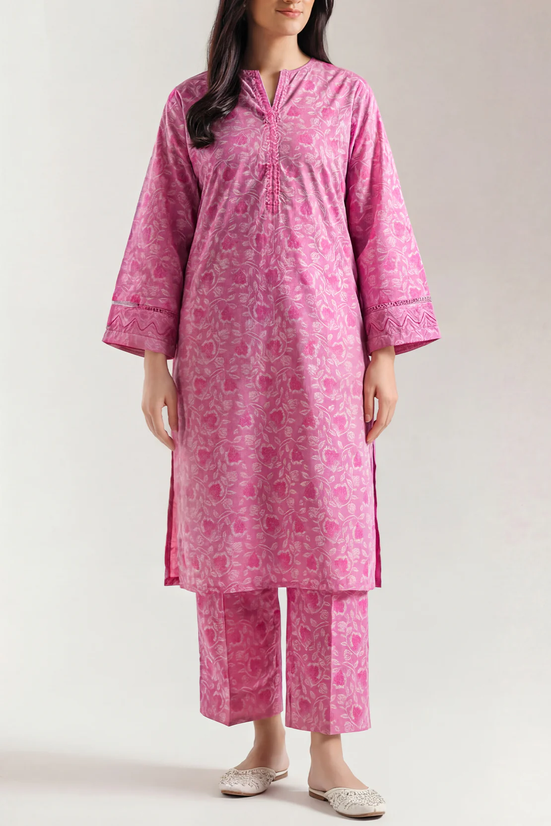 Embroidered Cotton Jacquard Stitched 2 Piece (Shirt/Trouser)