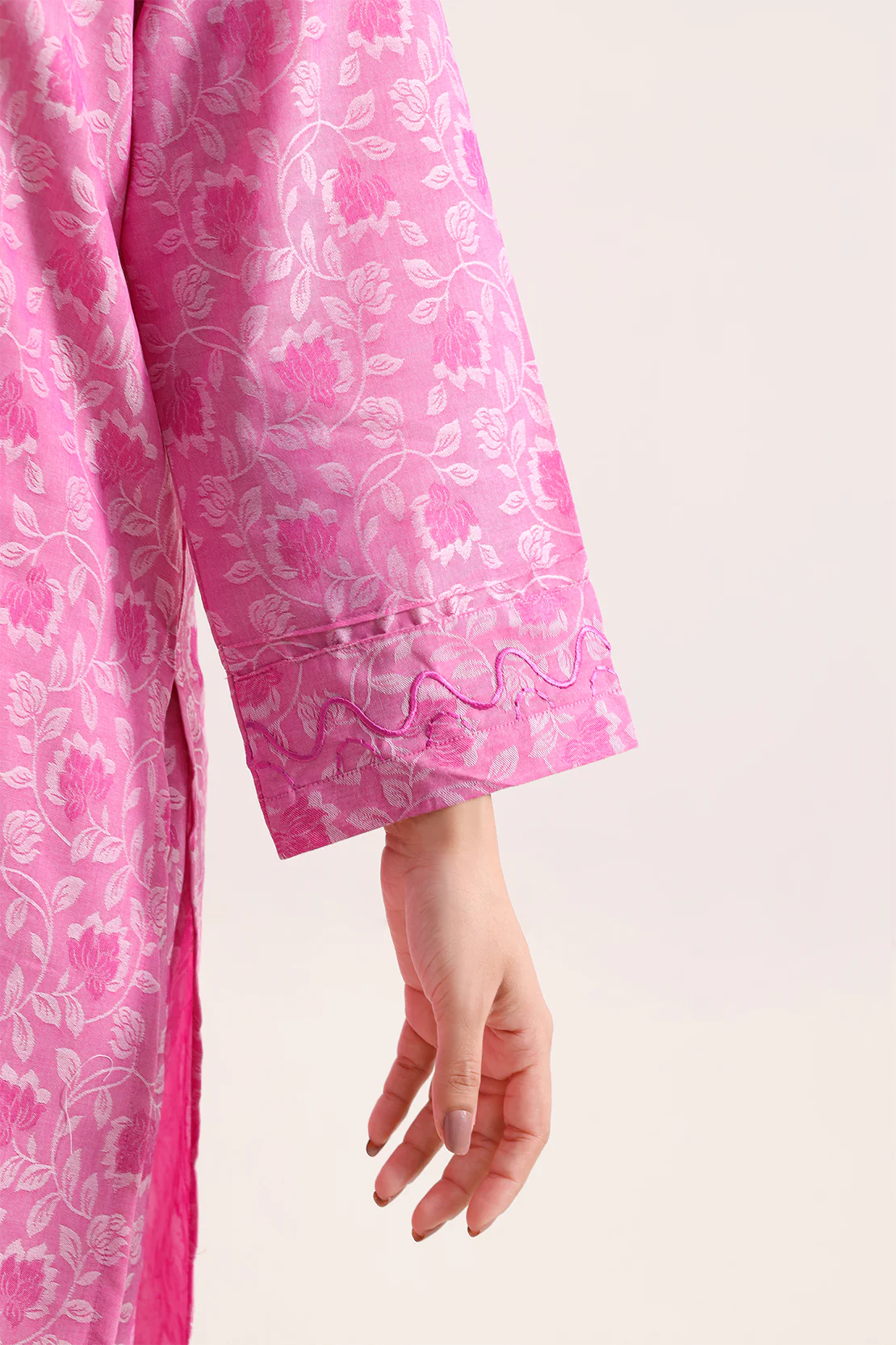 Embroidered Cotton Jacquard Stitched 2 Piece (Shirt/Trouser) - Image 4