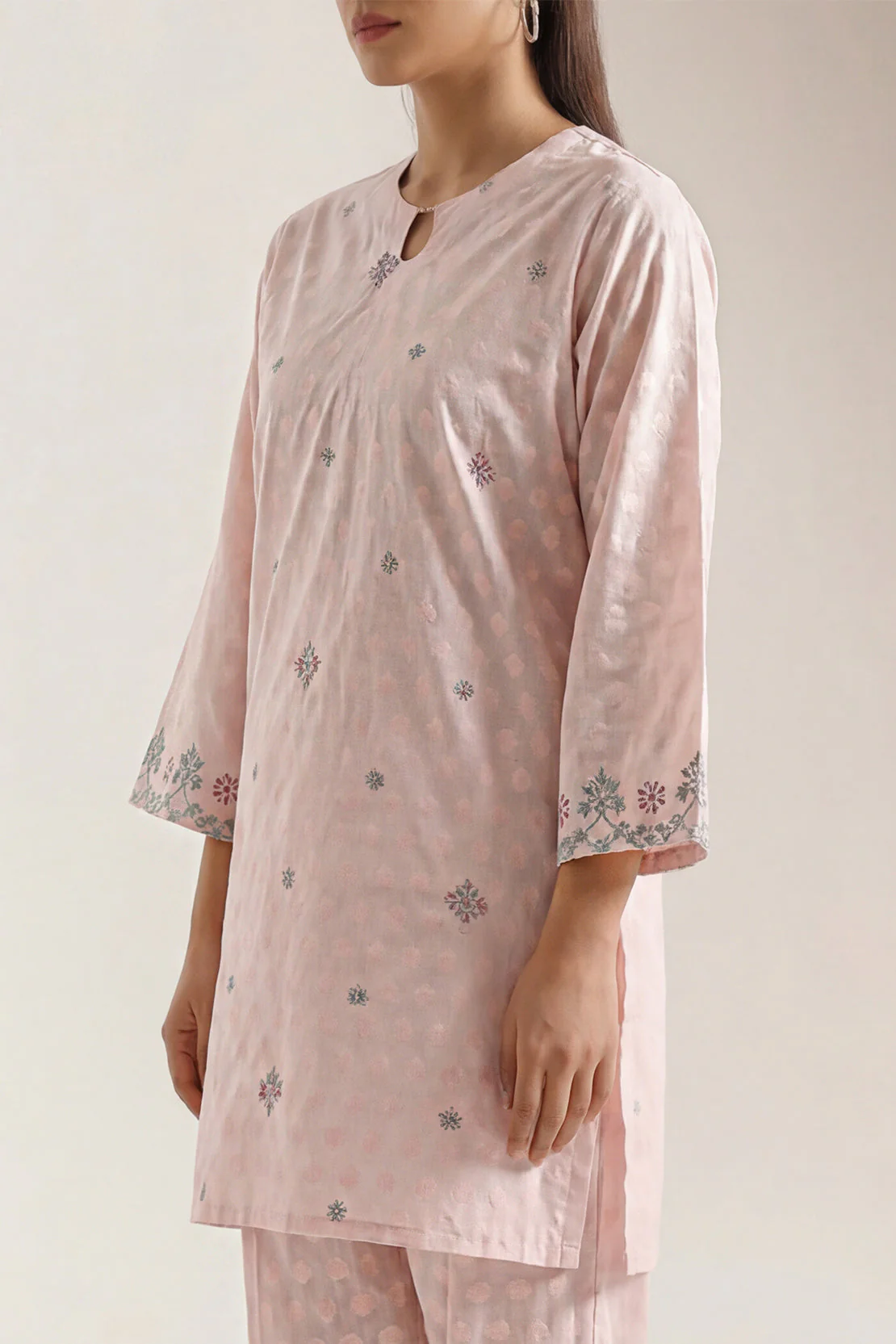 Embroidered Cotton Jacquard Stitched 2 Piece (Shirt/Trouser) - Image 2