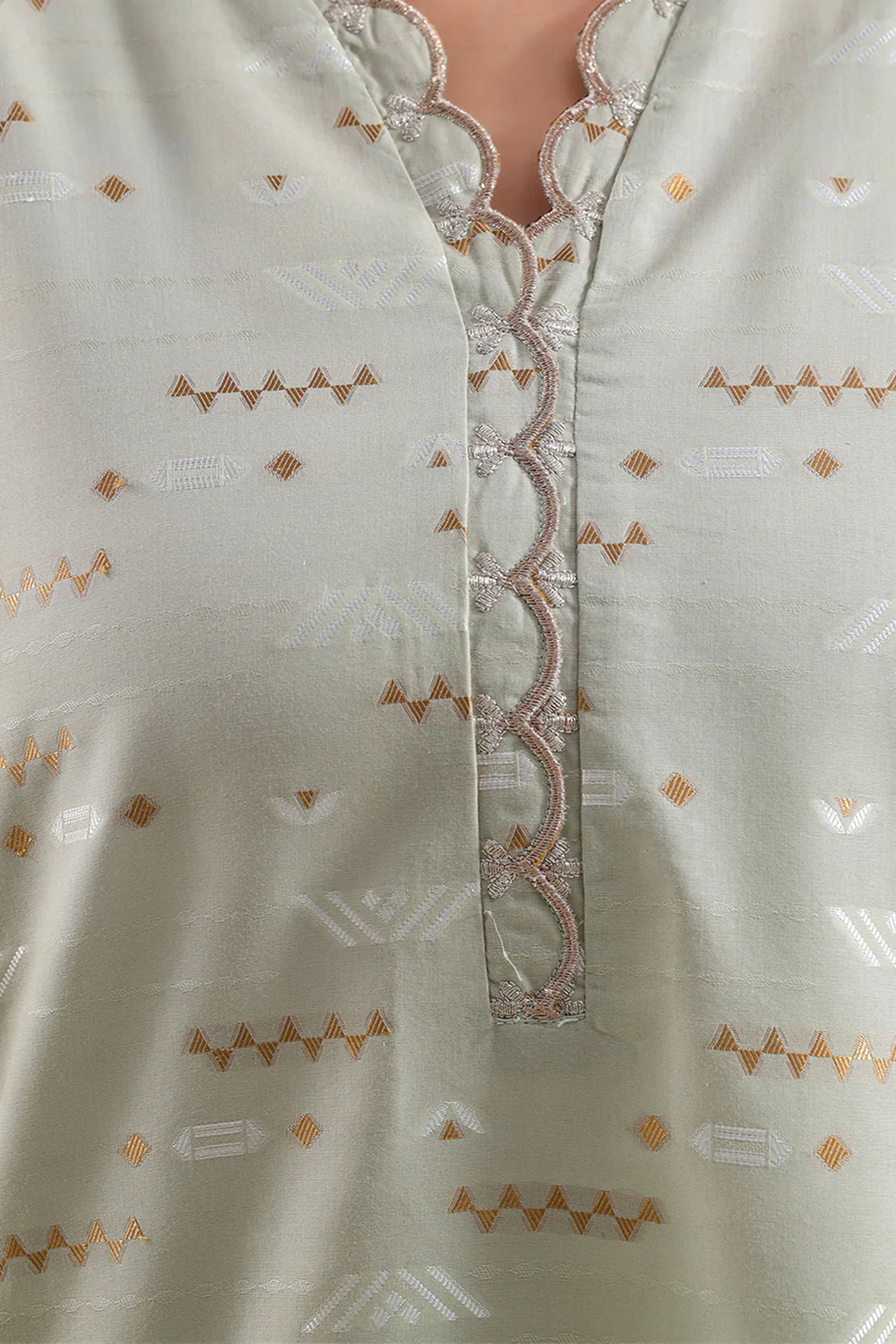 Embroidered Cotton Jacquard Stitched 2 Piece (Shirt/Trouser) - Image 3