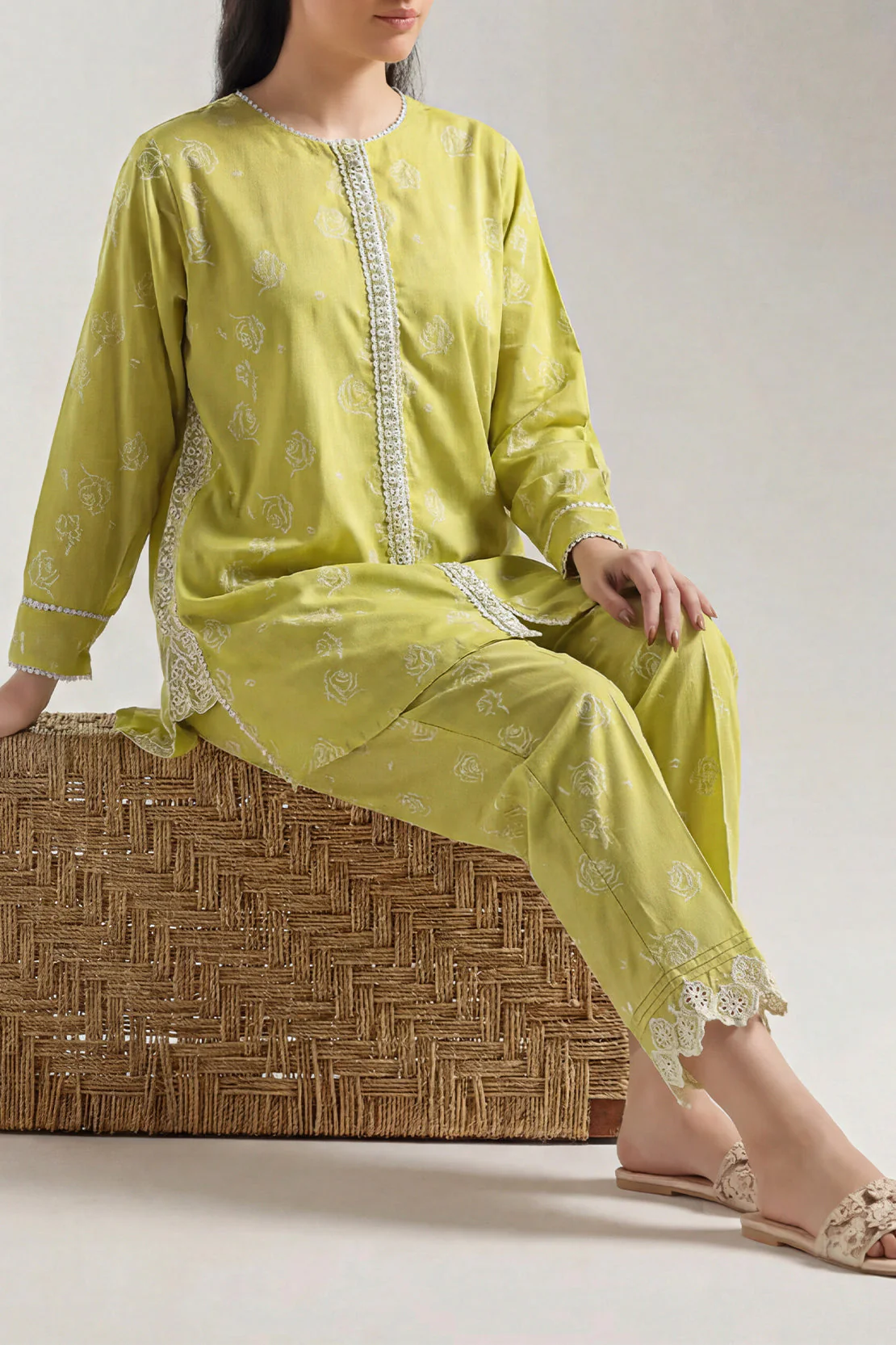 Embroidered Cotton Jacquard Stitched 2 Piece (Shirt/Trouser)