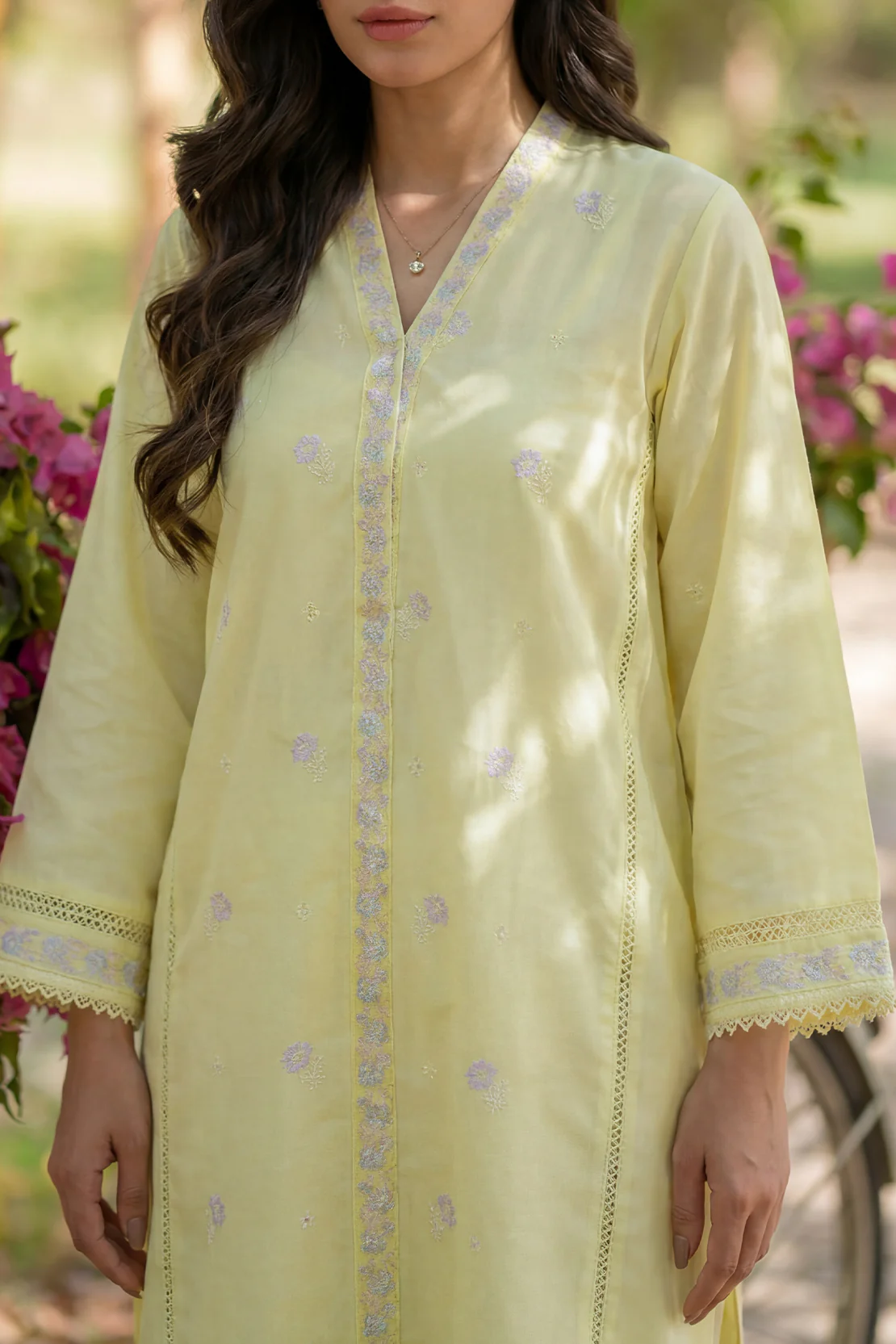 Embroidered Cotton Jacquard Stitched 2 Piece (Shirt/Trouser) - Image 4