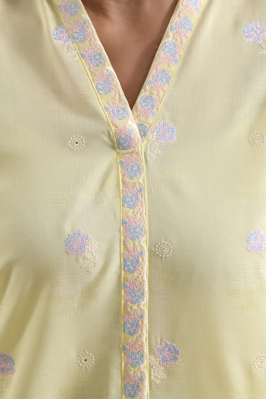 Embroidered Cotton Jacquard Stitched 2 Piece (Shirt/Trouser) - Image 6