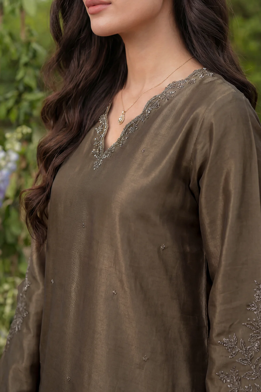 Embroidered Cotton Jacquard Stitched 2 Piece (Shirt/Trouser) - Image 4