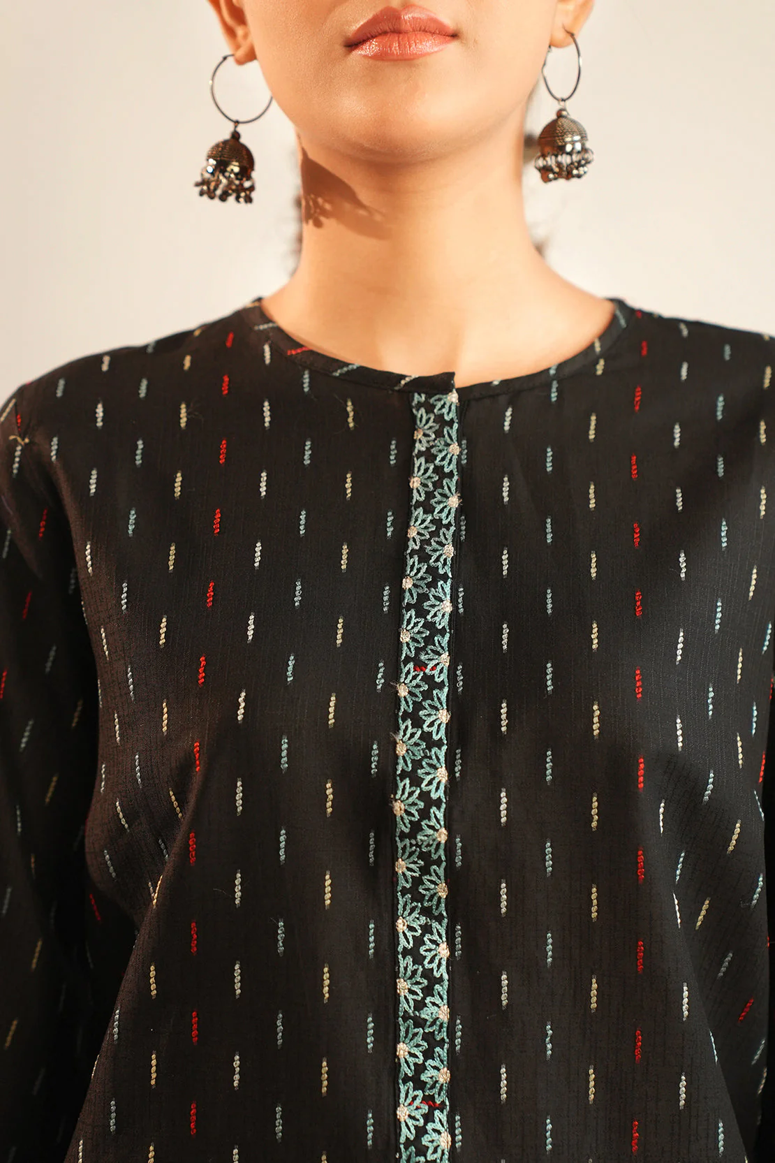 Embroidered Cotton Jacquard Stitched 2 Piece (Shirt/Trouser) - Image 4