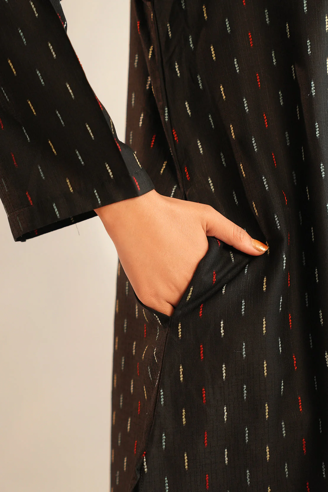 Embroidered Cotton Jacquard Stitched 2 Piece (Shirt/Trouser) - Image 5