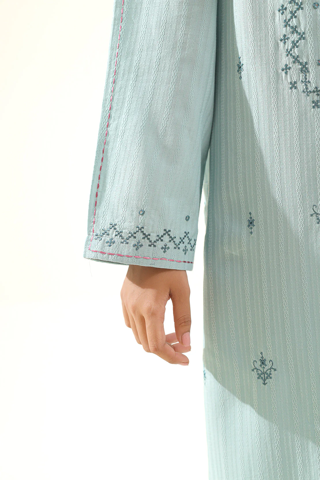 Embroidered Cotton Jacquard Stitched 2 Piece (Shirt/Trouser) - Image 5
