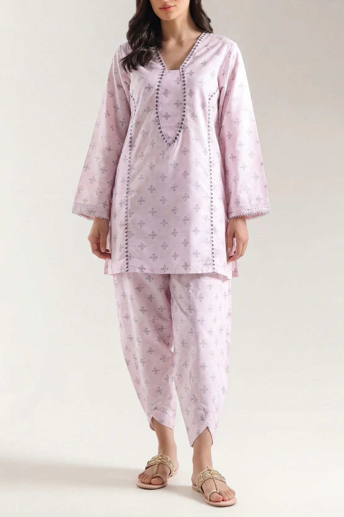 Embroidered Cotton Jacquard Stitched 2 Piece (Shirt/Trouser) - Image 8