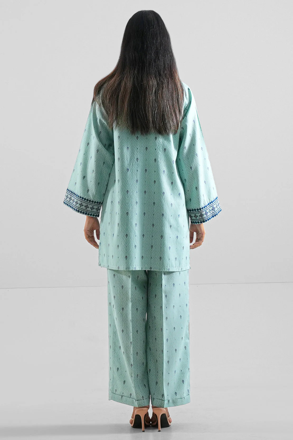 Embroidered Cotton Jacquard Stitched 2 Piece (Shirt/Trouser) - Image 3