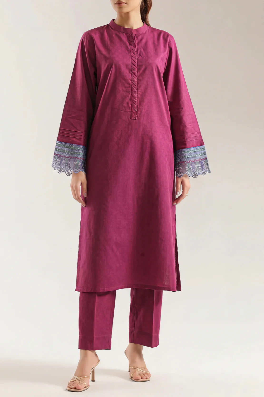 Embroidered Cotton Jacquard Stitched 2 Piece (Shirt/Trouser)