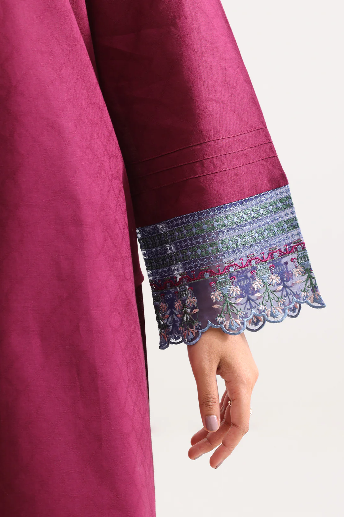 Embroidered Cotton Jacquard Stitched 2 Piece (Shirt/Trouser) - Image 4