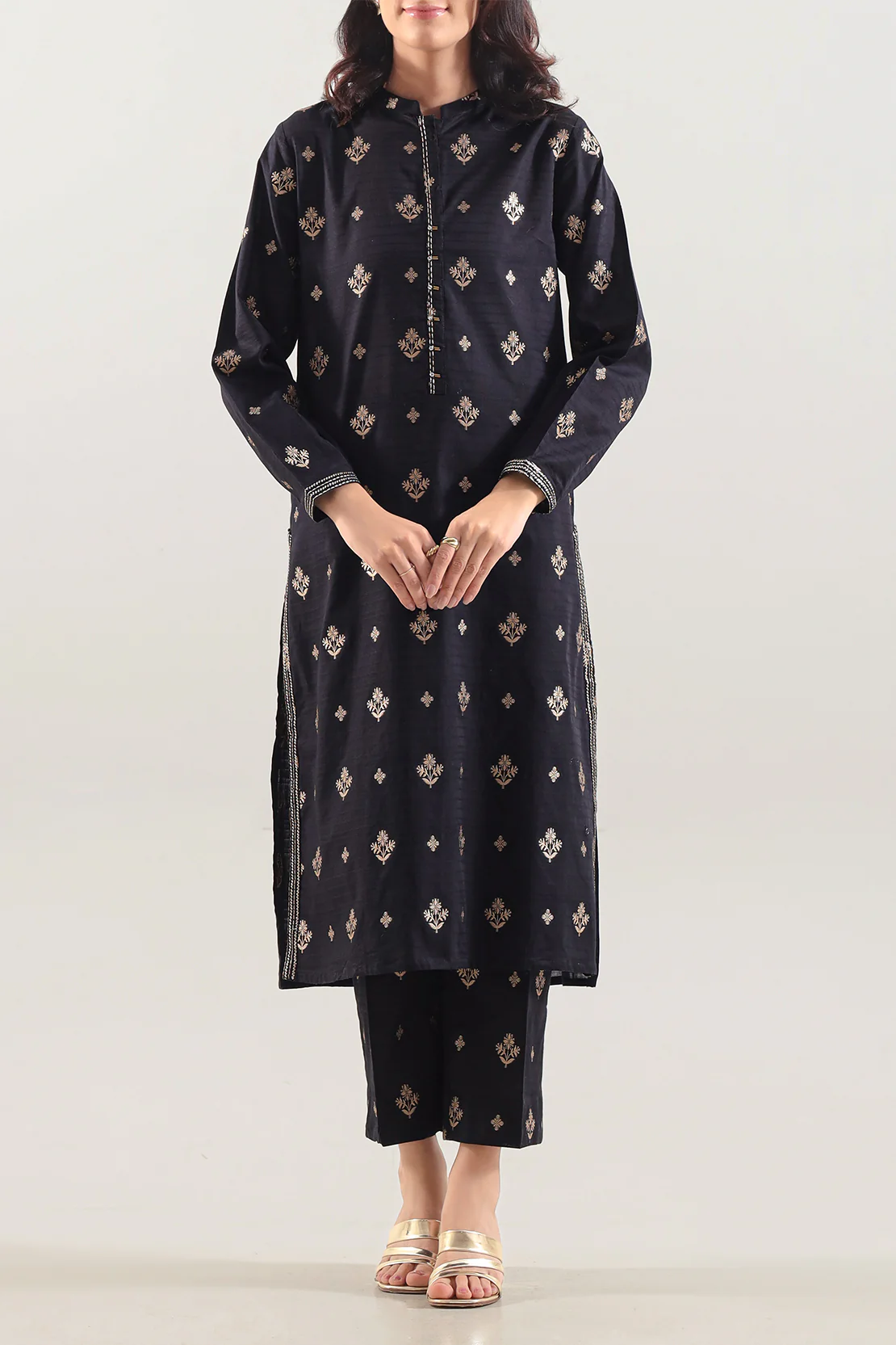 Embroidered Cotton Jacquard Stitched 2 Piece (Shirt/Trouser)