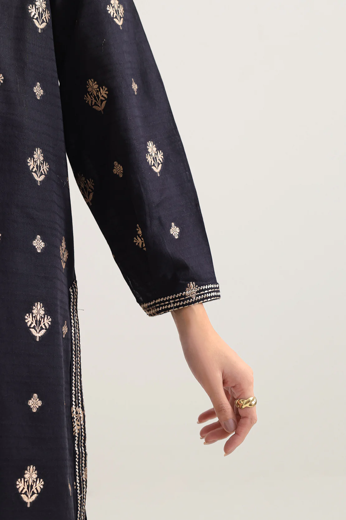 Embroidered Cotton Jacquard Stitched 2 Piece (Shirt/Trouser) - Image 5