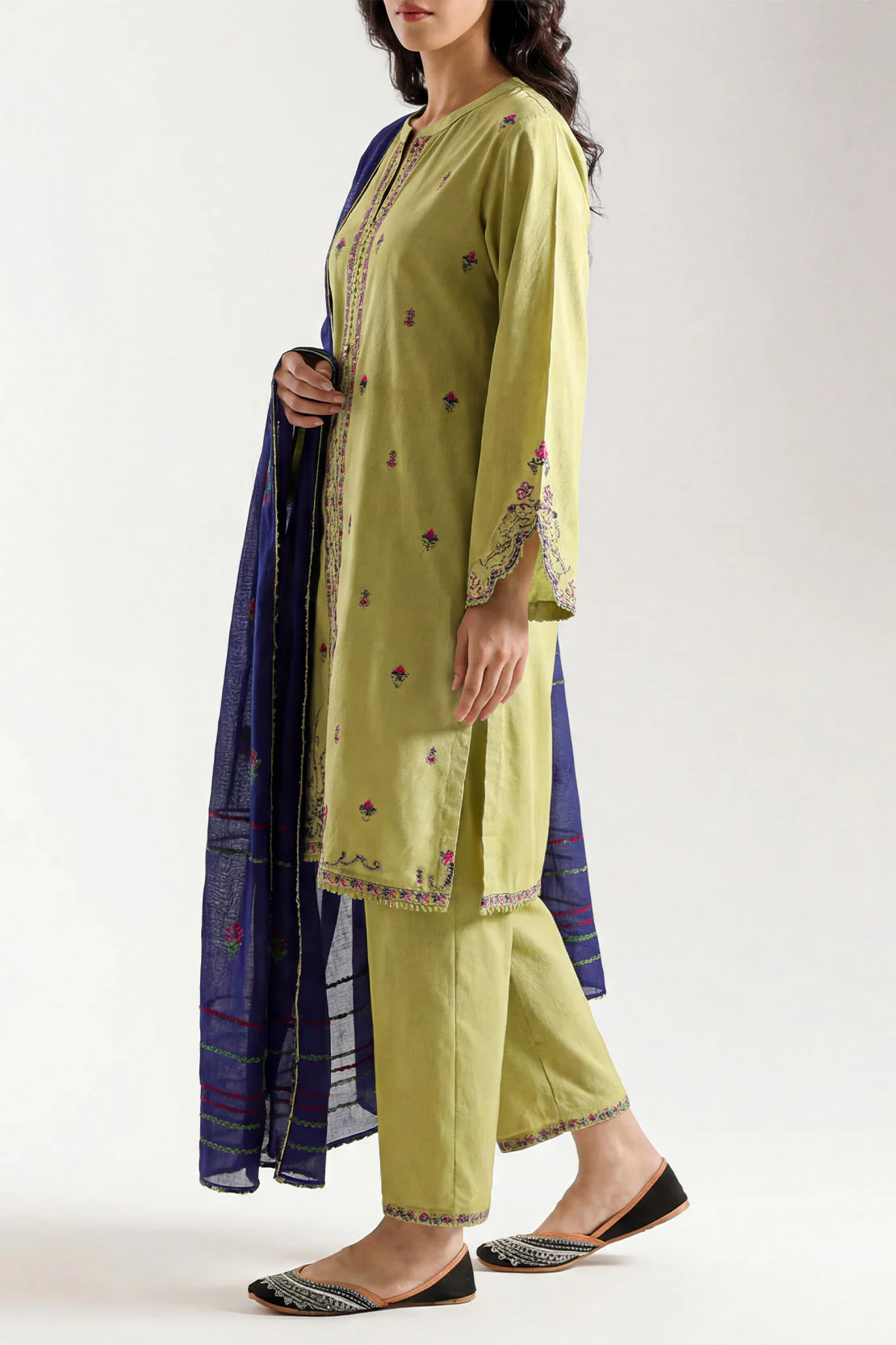 Embroidered Cotton Jacquard Stitched 2 Piece (Shirt/Trouser) - Image 2