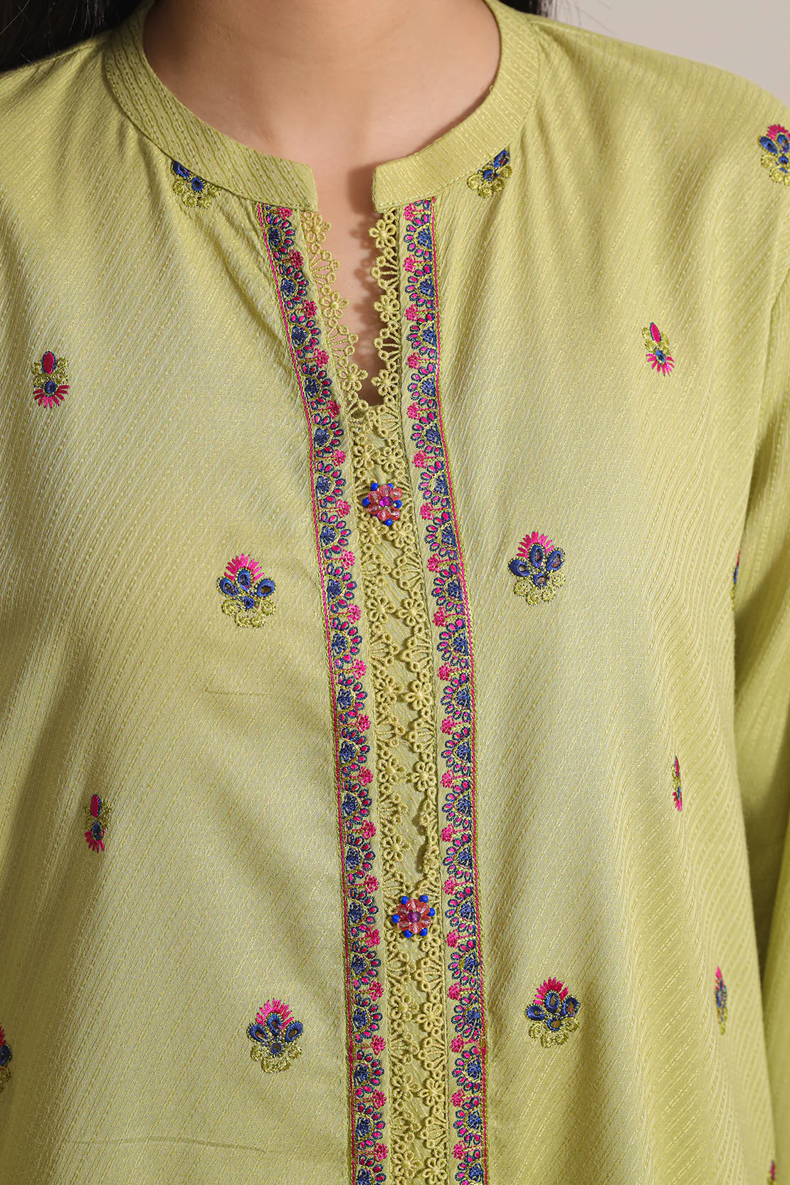 Embroidered Cotton Jacquard Stitched 2 Piece (Shirt/Trouser) - Image 4