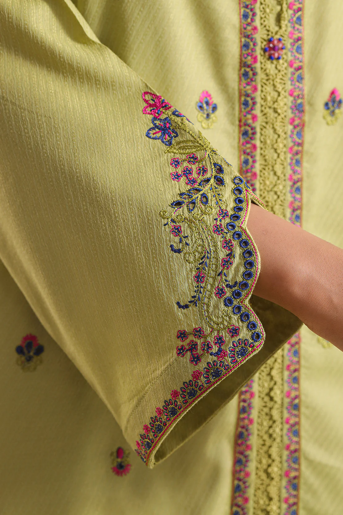 Embroidered Cotton Jacquard Stitched 2 Piece (Shirt/Trouser) - Image 5