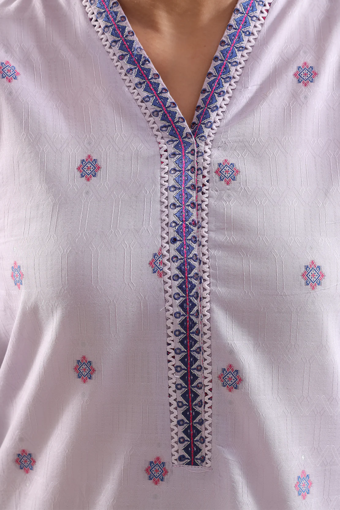 Embroidered Cotton Jacquard Stitched 2 Piece (Shirt/Trouser) - Image 3