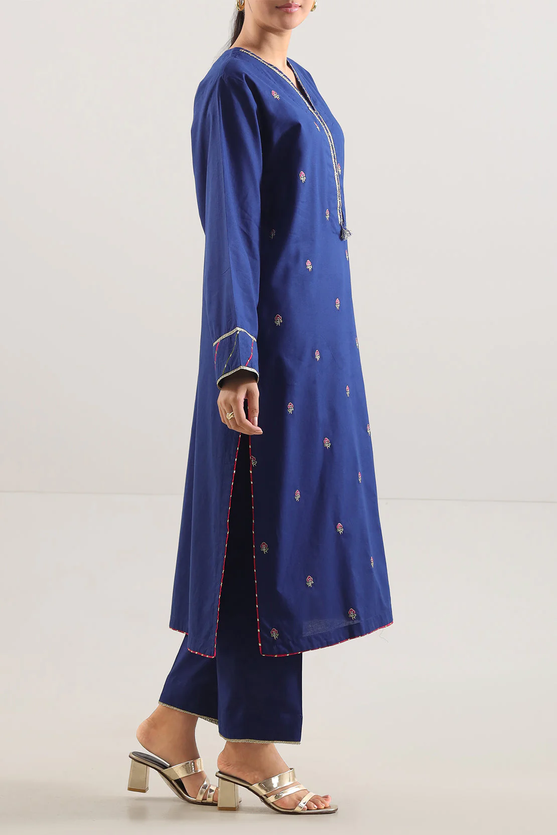 Embroidered Cotton Jacquard Stitched 2 Piece (Shirt/Trouser) - Image 3
