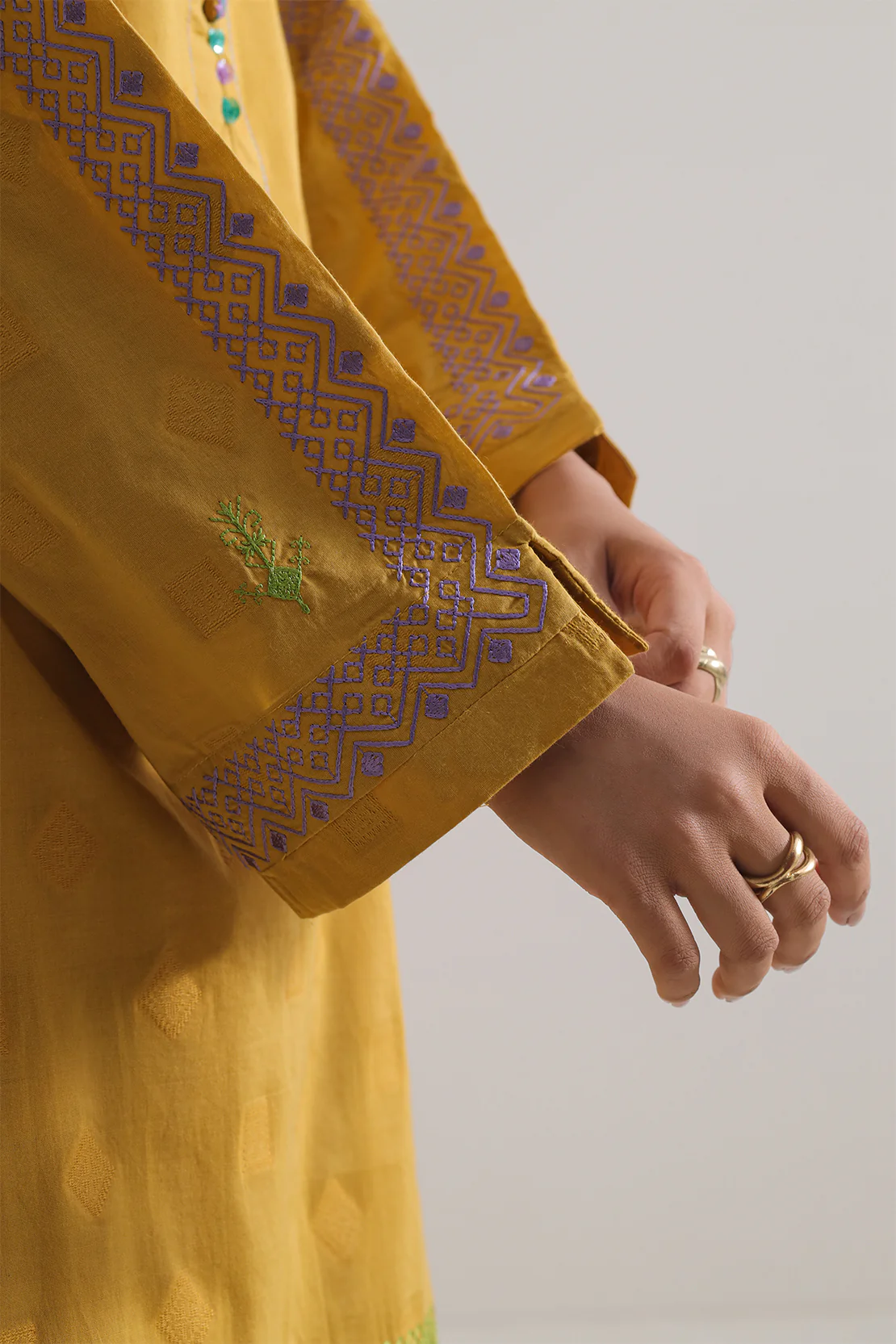 Embroidered Cotton Jacquard Stitched 2 Piece (Shirt/Trouser) - Image 4