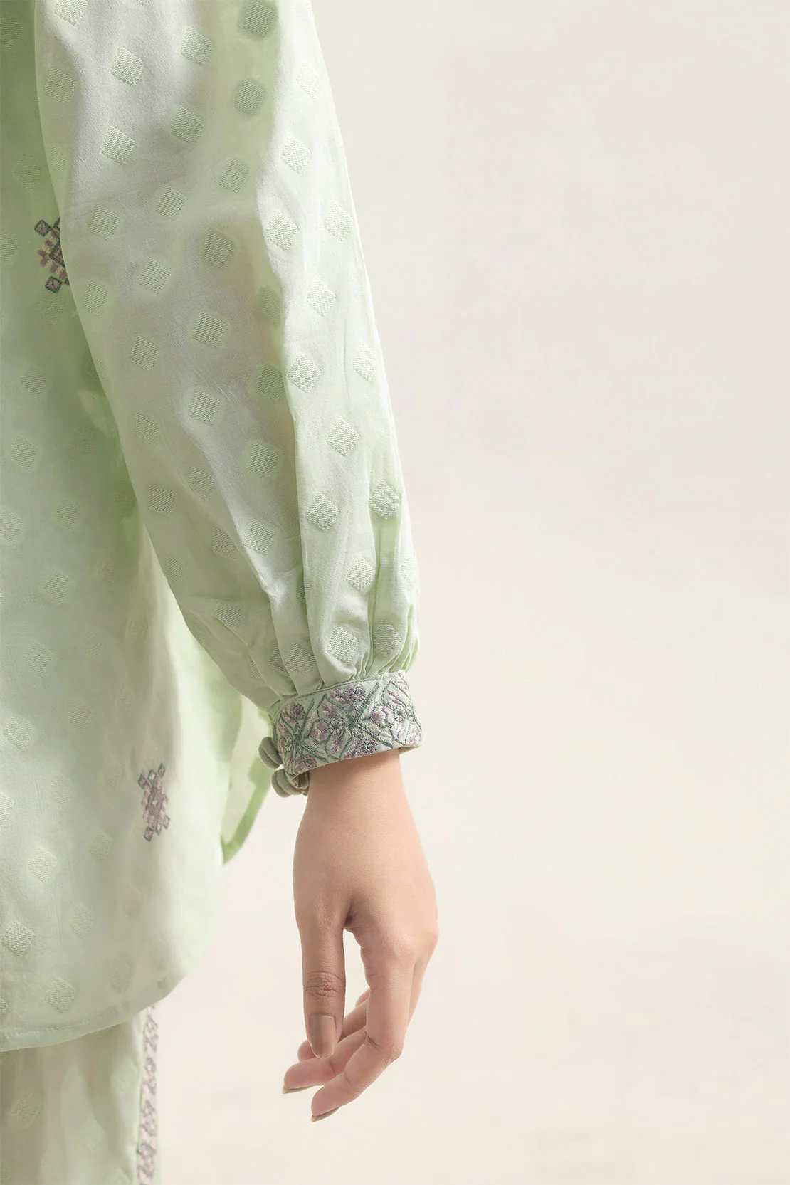 Embroidered Cotton Jacquard Stitched 2 Piece (Shirt/Trouser) - Image 4