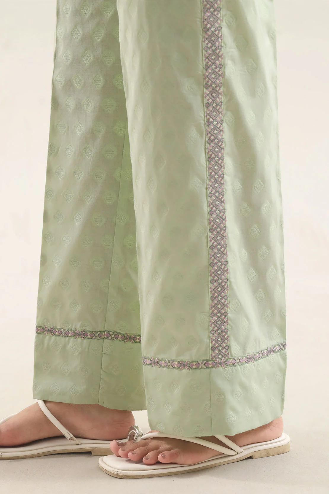 Embroidered Cotton Jacquard Stitched 2 Piece (Shirt/Trouser) - Image 5