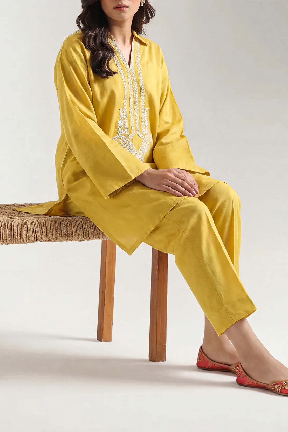 Embroidered Cotton Jacquard Stitched 2 Piece (Shirt/Trouser)