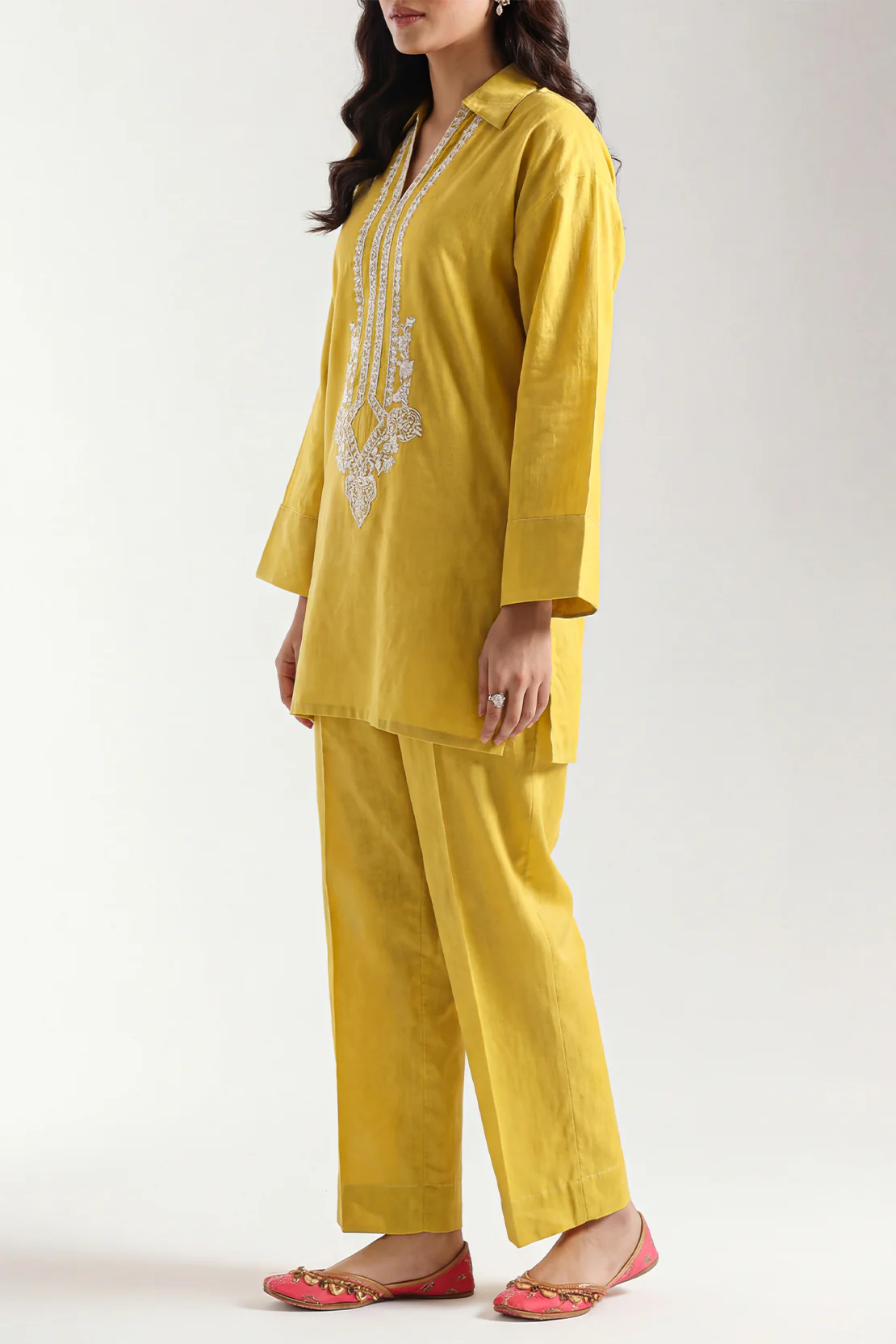 Embroidered Cotton Jacquard Stitched 2 Piece (Shirt/Trouser) - Image 2
