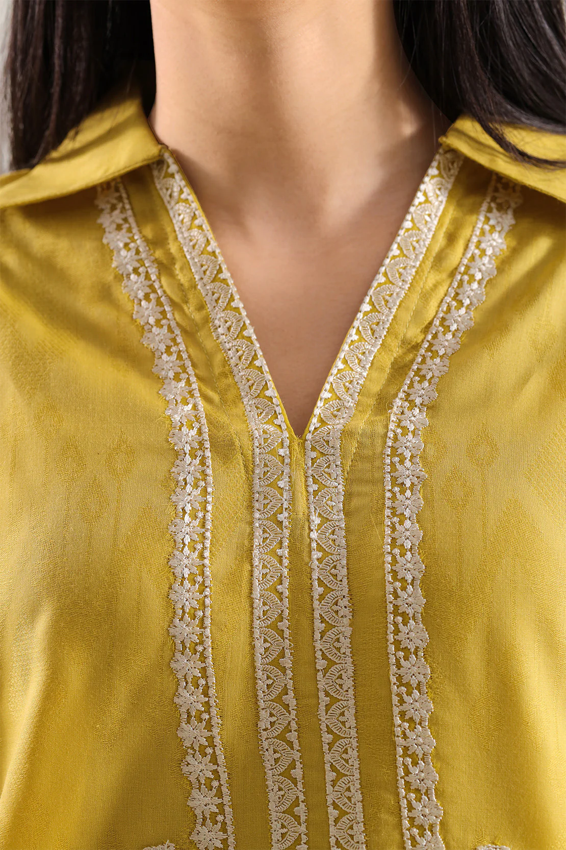 Embroidered Cotton Jacquard Stitched 2 Piece (Shirt/Trouser) - Image 3