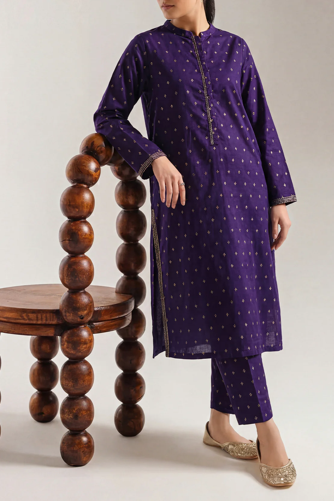 Embroidered Cotton Jacquard Stitched 2 Piece (Shirt/Trouser)