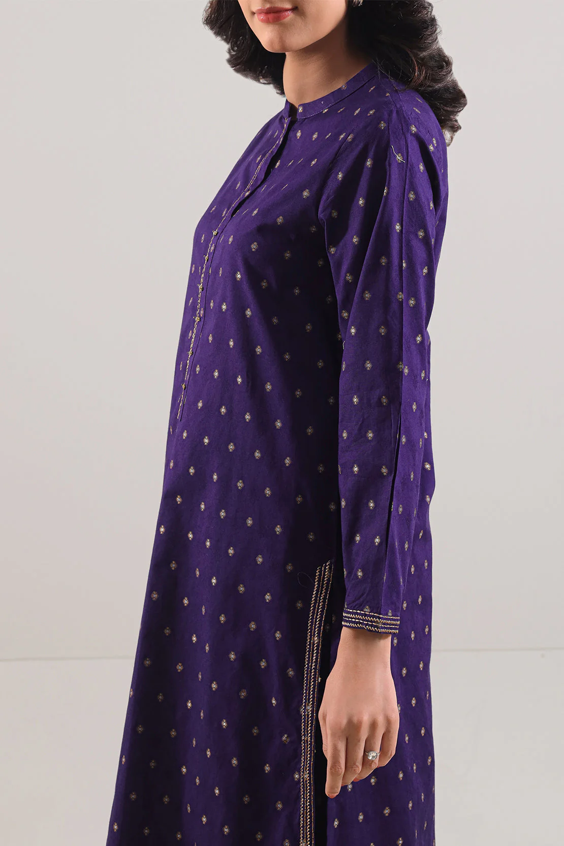 Embroidered Cotton Jacquard Stitched 2 Piece (Shirt/Trouser) - Image 4