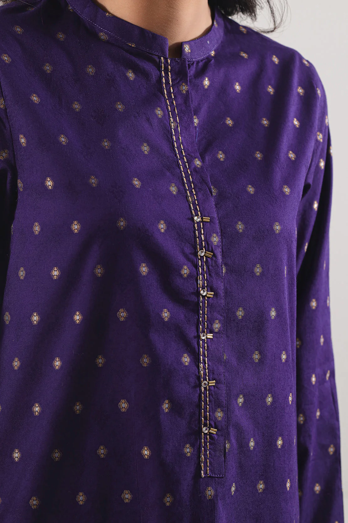 Embroidered Cotton Jacquard Stitched 2 Piece (Shirt/Trouser) - Image 5