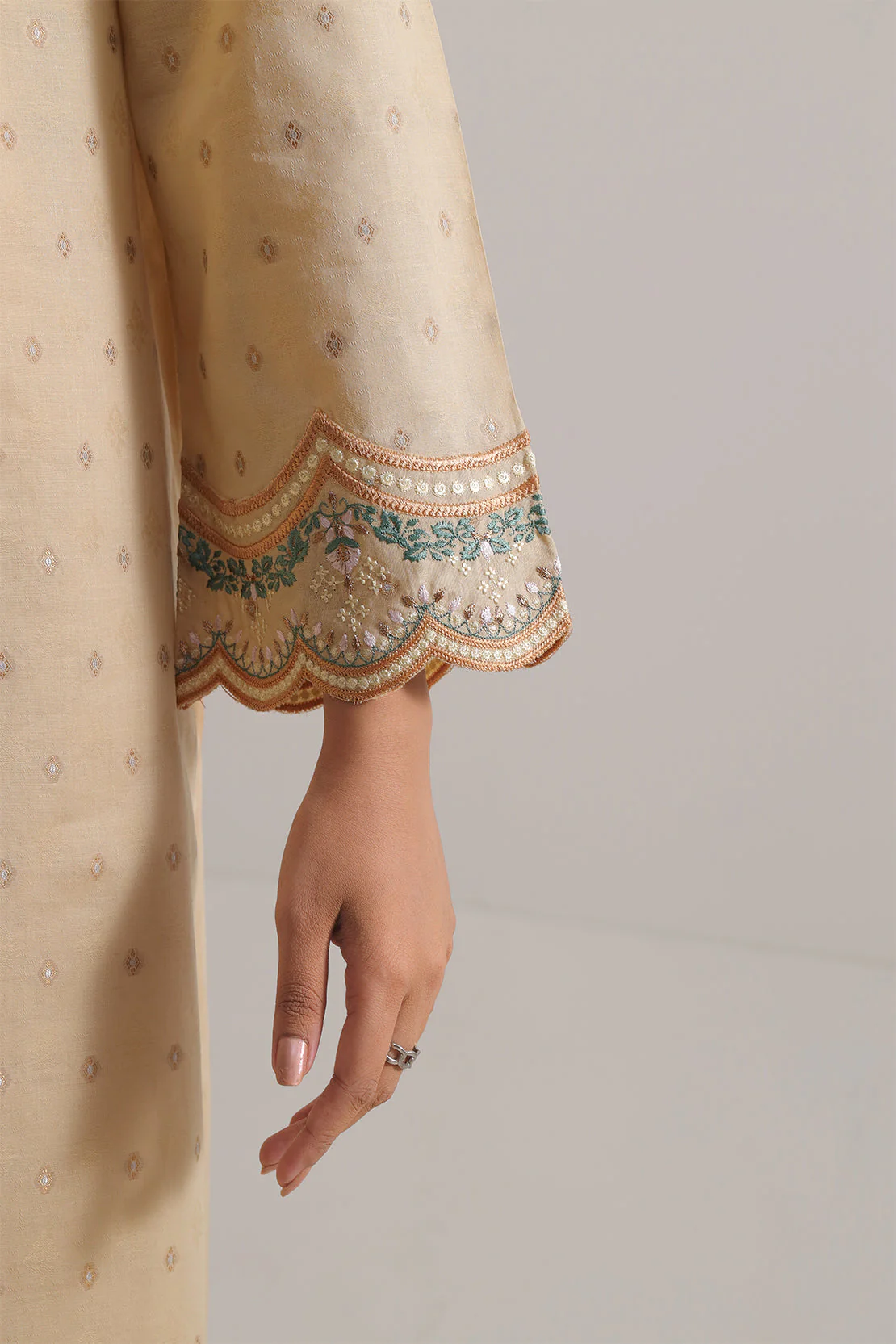Embroidered Cotton Jacquard Stitched 2 Piece (Shirt/Trouser) - Image 5