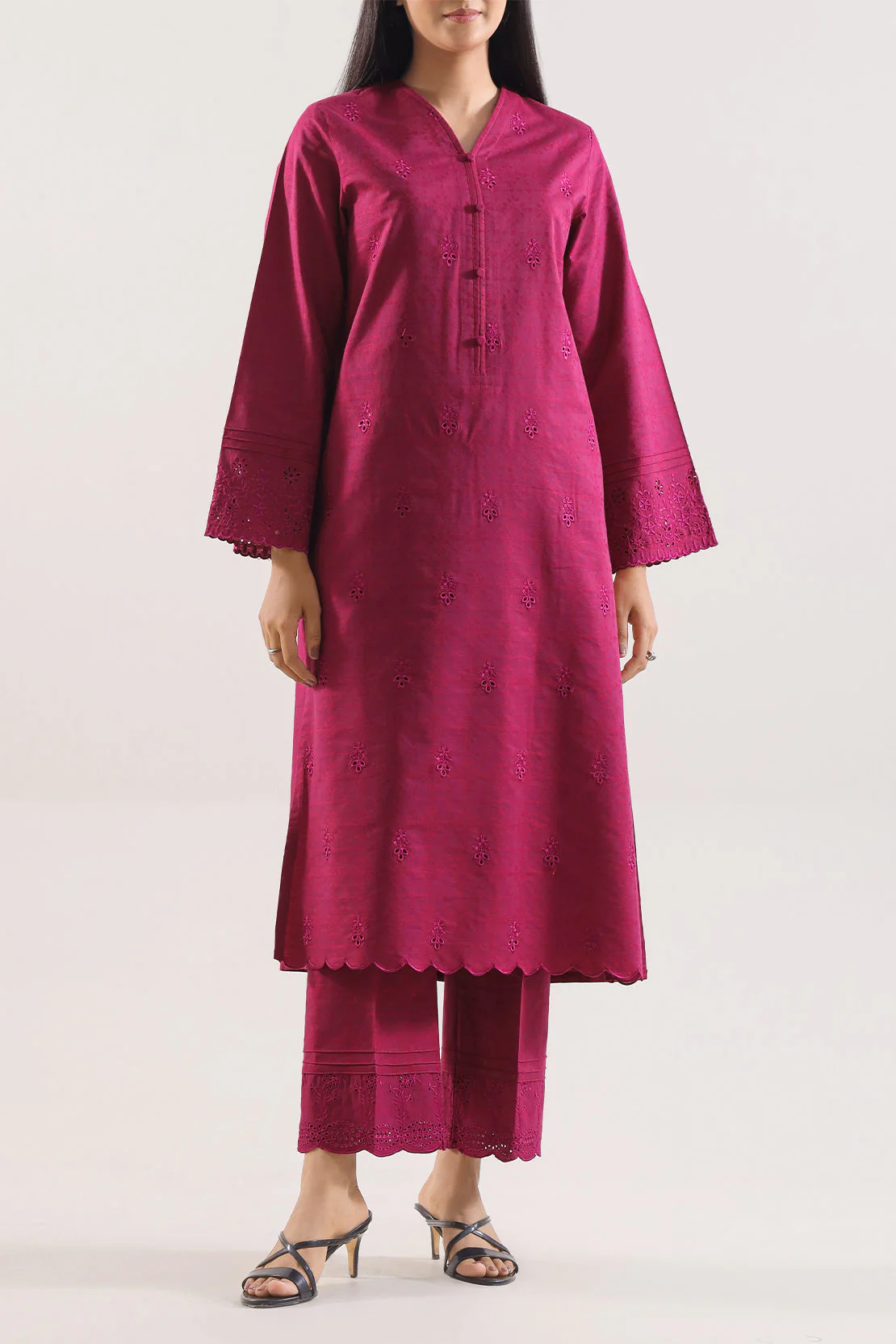 Embroidered Cotton Jacquard Stitched 2 Piece (Shirt/Trouser)