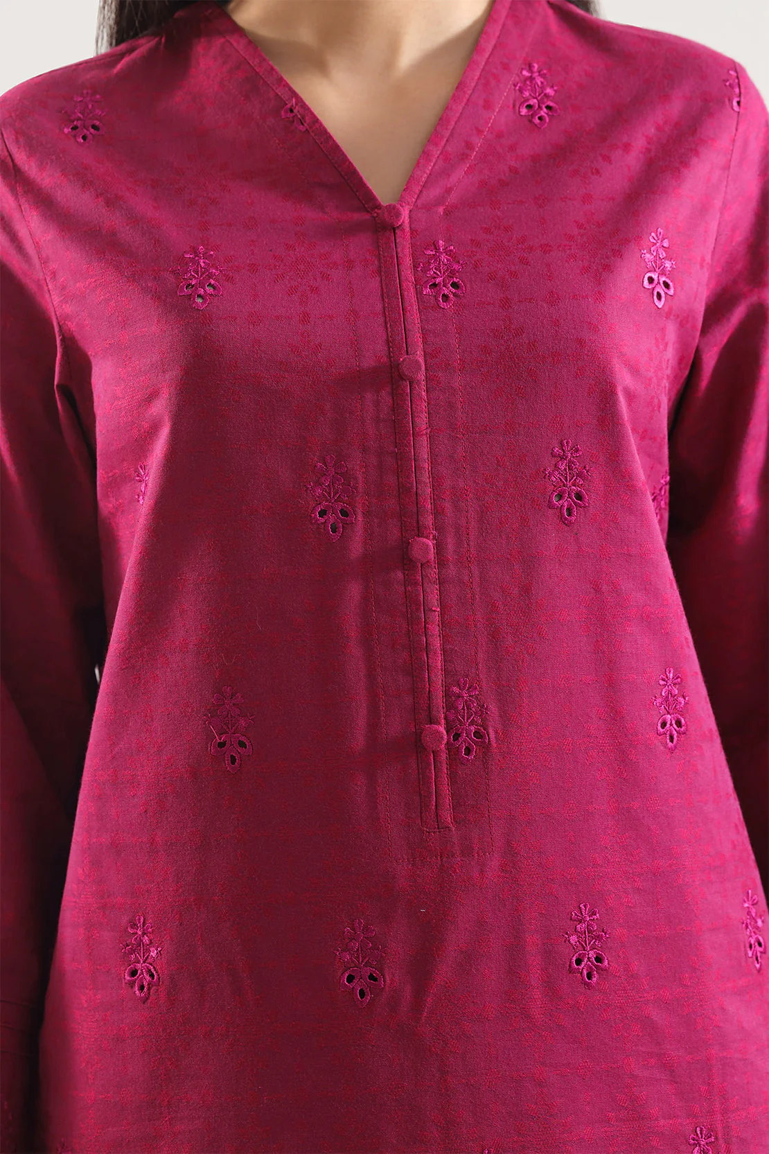 Embroidered Cotton Jacquard Stitched 2 Piece (Shirt/Trouser) - Image 4