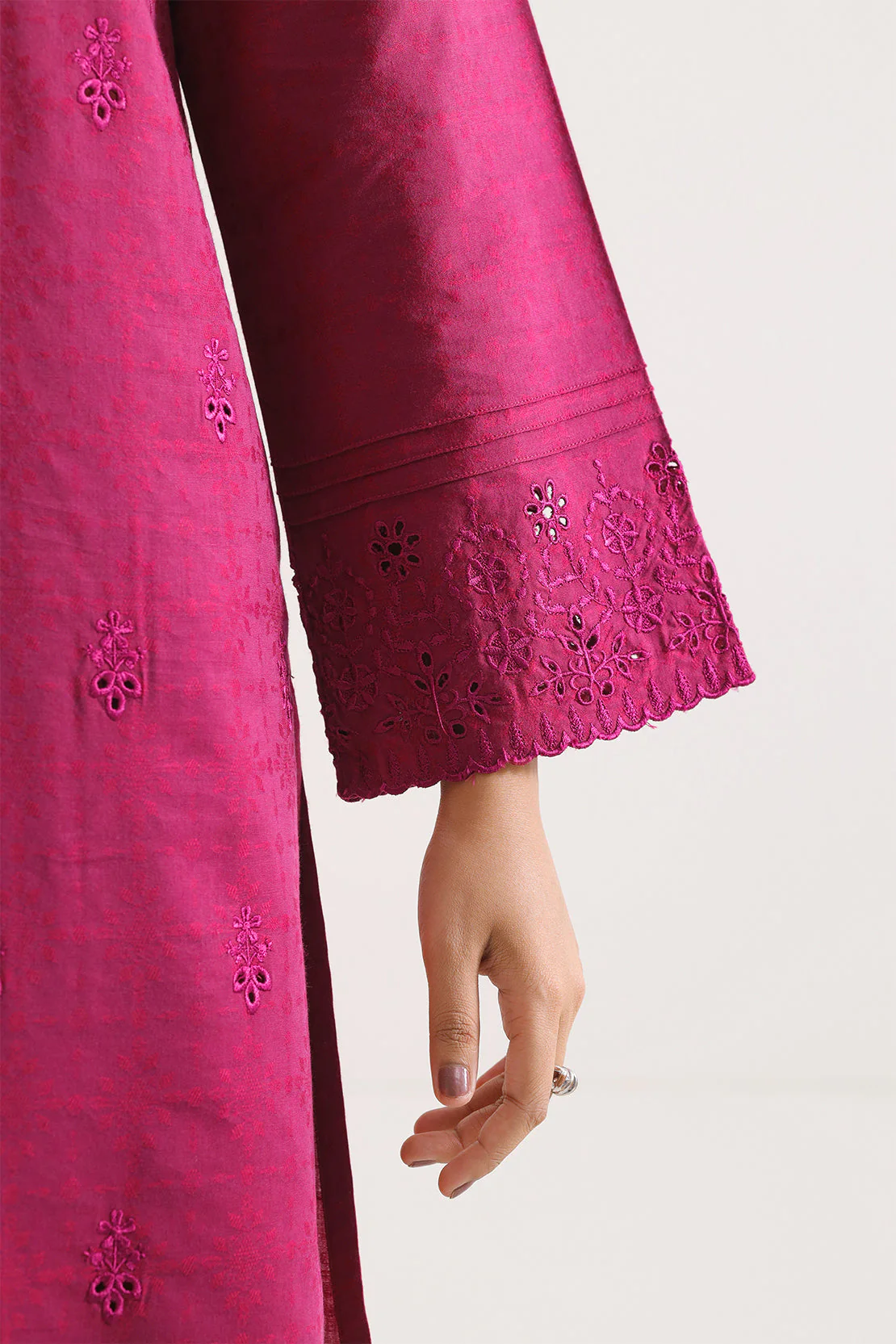 Embroidered Cotton Jacquard Stitched 2 Piece (Shirt/Trouser) - Image 5