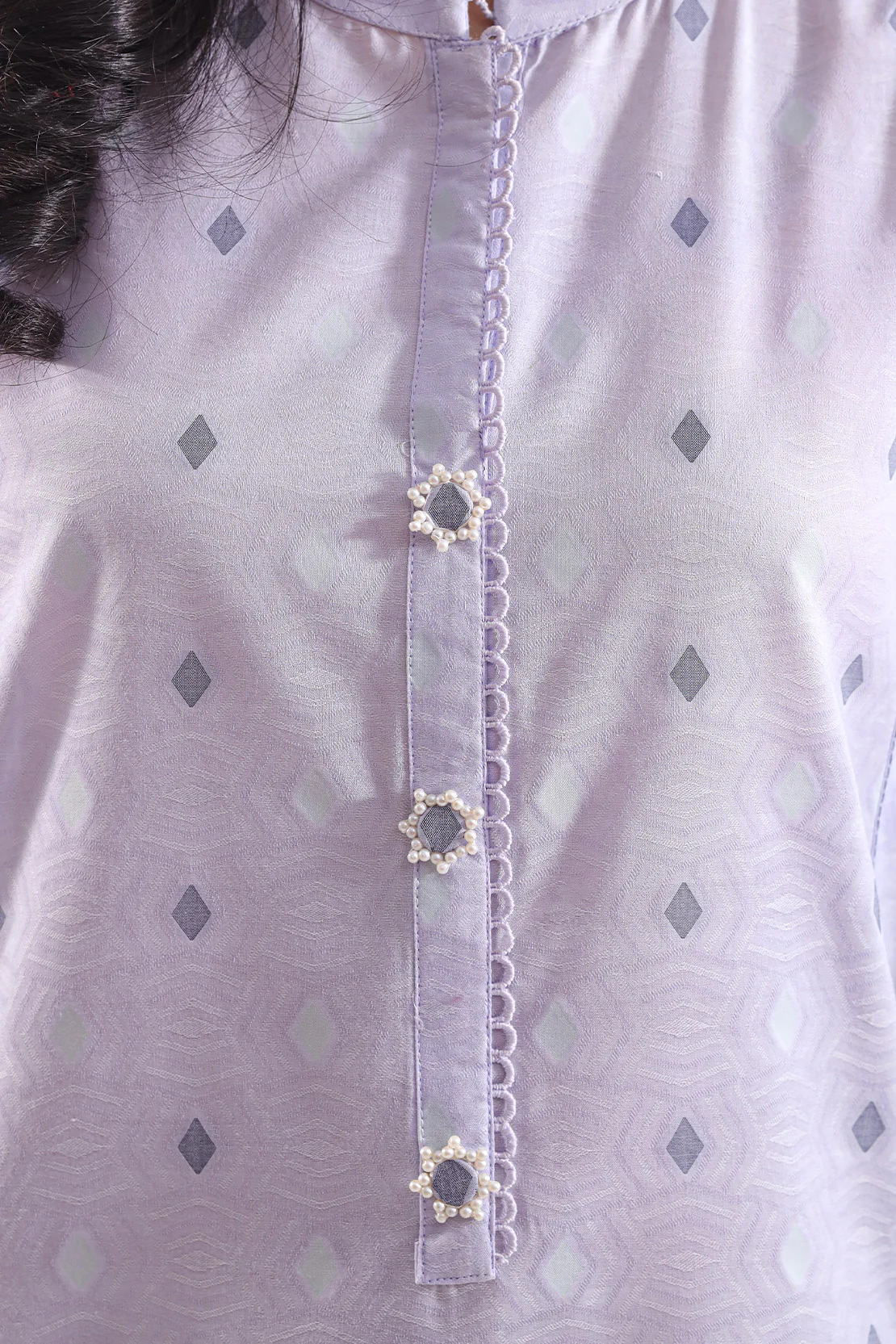 Embroidered Cotton Jacquard Stitched 2 Piece (Shirt/Trouser) - Image 3