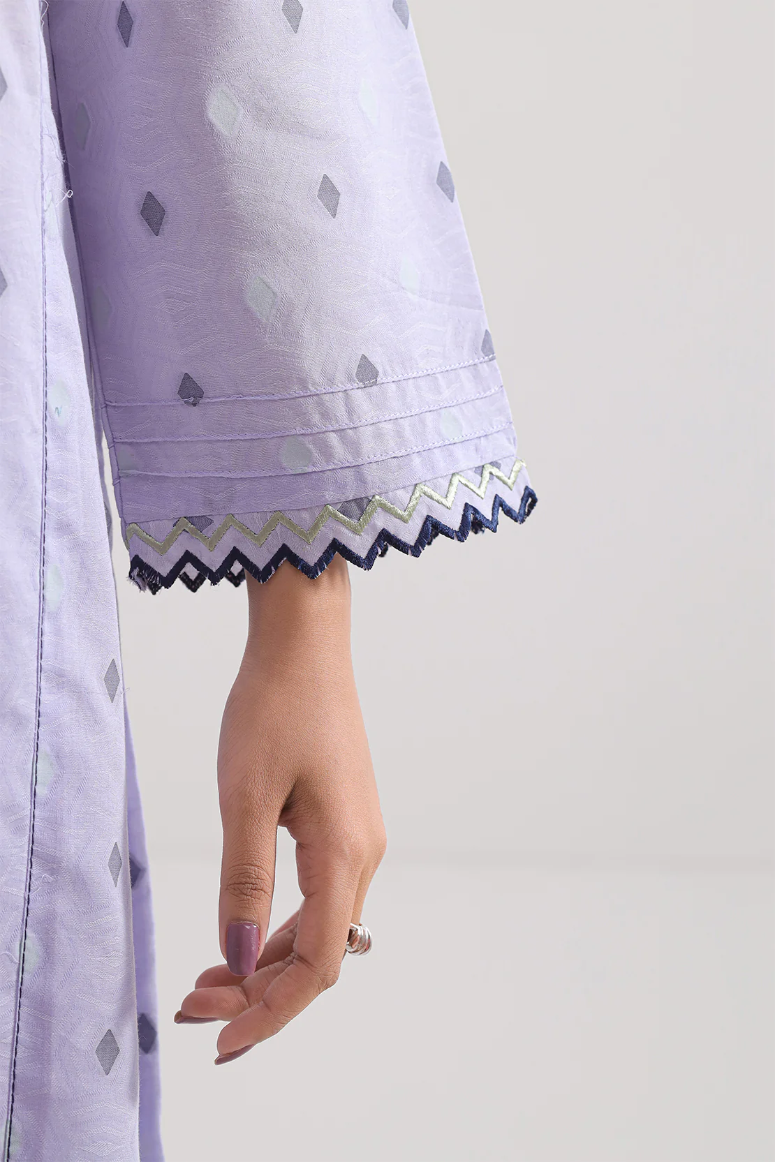 Embroidered Cotton Jacquard Stitched 2 Piece (Shirt/Trouser) - Image 4