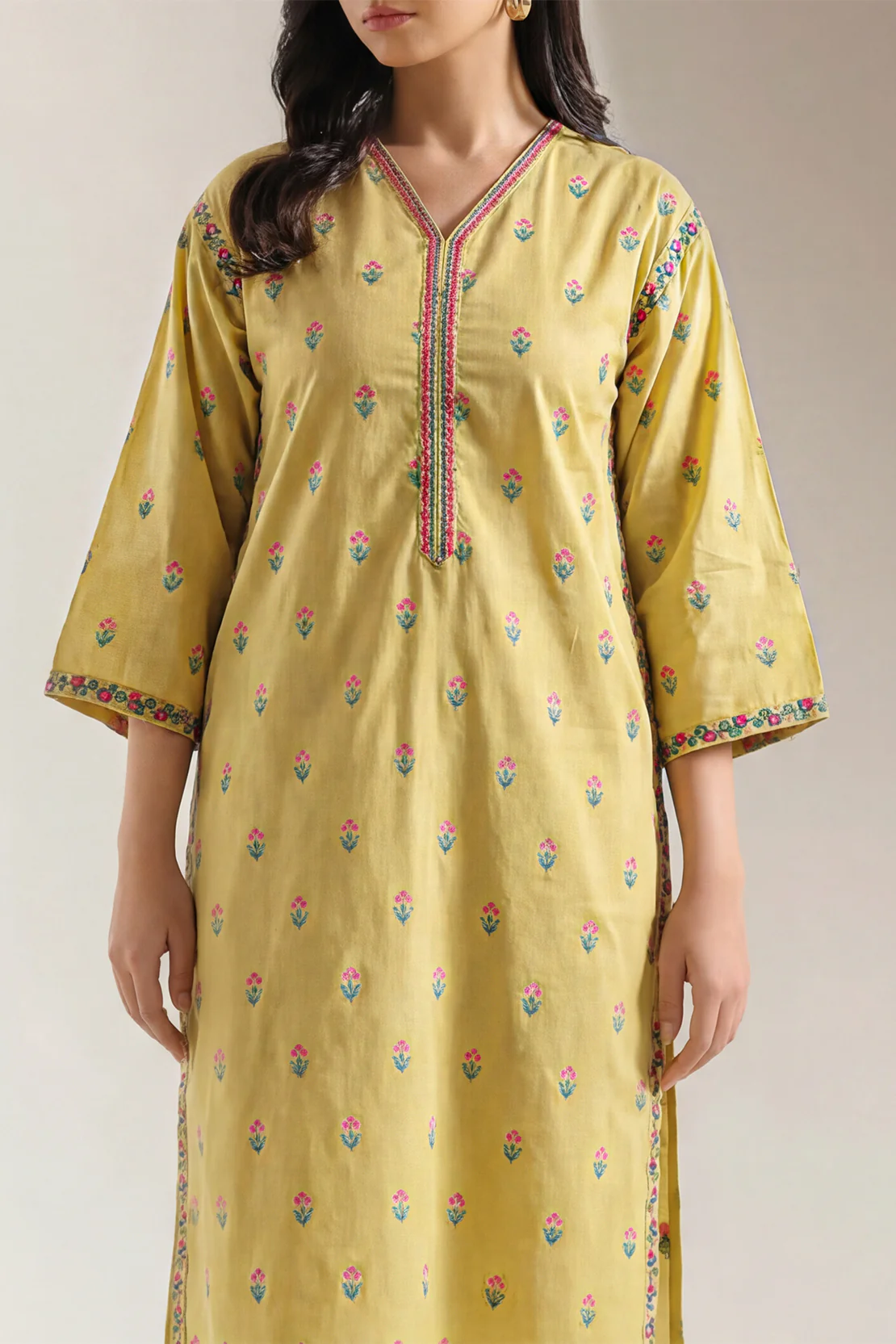 Embroidered Cotton Jacquard Stitched 2 Piece (Shirt/Trouser) - Image 3