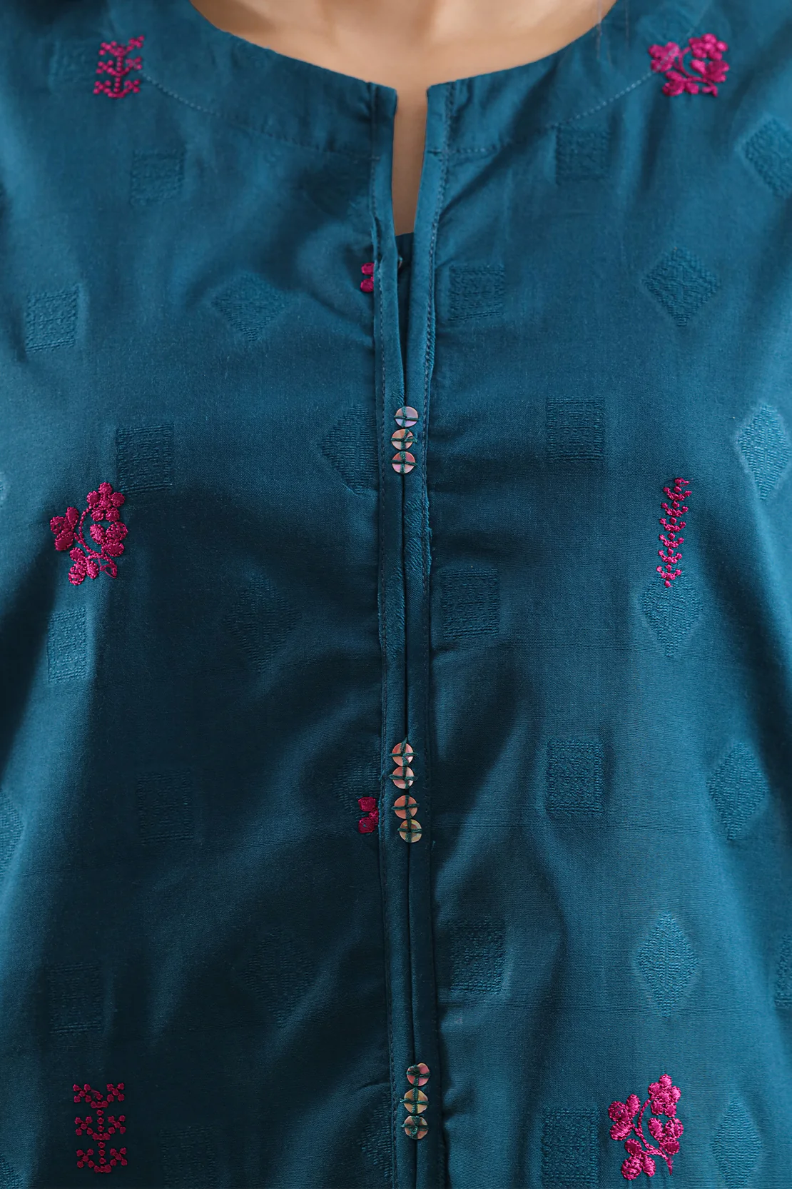 Embroidered Cotton Jacquard Stitched 2 Piece (Shirt/Trouser) - Image 3